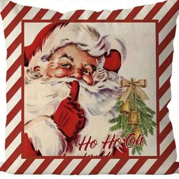 Christmas Ho Ho Ho Old World Santa Christmas Pillow Cover 18X18 NEW - Picture 1 of 1